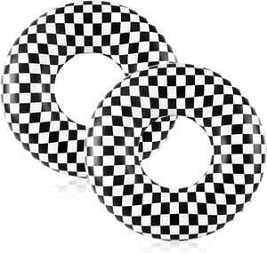 2 Pack Black and White Checkered <b>Inflatable</b> Swim Rings <b>for</b> <b>Pool</b> Beach - Product Image 1