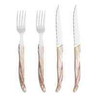 Maßgefertigtes Wiederverwendbares Original Kaffeebraunes Edelstahl Spiegelpoliertes Steakmesser Essgabel Modern Minimalistisch