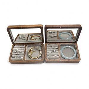Caja de Madera de Nogal para Joyas, Tamaño Viaje, con Espejo - Product Image 3