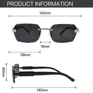 Gafas de Sol Retro de Lujo sin Montura, Corte Cuadrado, Lentes de PC con Protección UV400, Personalizables, Unisex - Product Image 5