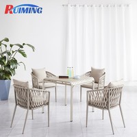Teras sandalye açık restoran veranda seti mobilya dokuma halat yemek sandalyesi ve masa balkon bahçe kafe sandalyesi istiflenebilir