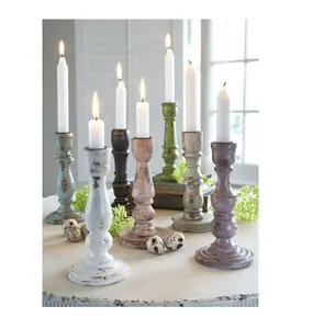 Low Price Wooden Antique Look Candle Stick Holder