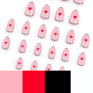 24 Uds. Corazón de amor corto a <span class=keywords><strong>rayas</strong></span> en blanco y negro, punta de <span class=keywords><strong>uñas</strong></span> para el Día de San Valentín, arte corto de almendra, prensa acrílica en las <span class=keywords><strong>uñas</strong></span> 3631 - Product Image 4