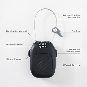 Cadenas rétractable en acier en forme de D avec combinaison à 3 chiffres et logo personnalisé – Vente en gros usine - Product Image 3