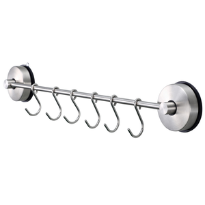 Porte-serviettes mural moderne en acier inoxydable brossé SUS avec ventouse, pour salle de bain et cuisine, 6 à 9 crochets, facile à nettoyer - Product Image 1