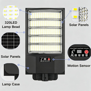 Lampadaires solaires ABS haute luminosité 200W SMD5730 120 LED IP65 étanches pour éclairage routier/jardin 6000K CE RoHS Angle de faisceau 270° - Product Image 4