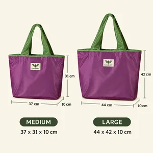 Eagle Gfit Reusable Foldable Tote <b>Bag</b> Medium <b>Large</b> Purple Green Casual Daily Use Polyester Lightweight Shopping <b>Bag</b> - Product Image 5