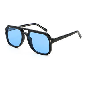 Gafas de Sol de doble haz Retro moda cuadrado cóncavo forma gradiente lente de alto grado Anti-UV PC + CP Material del marco - Product Image 2