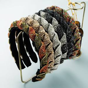 Diadema de esponja de diamante completo, diadema de diamantes de imitación barrocos de Europa y América, accesorios para el cabello con trenza ostentosa para <span class=keywords><strong>mujer</strong></span> - Product Image 1