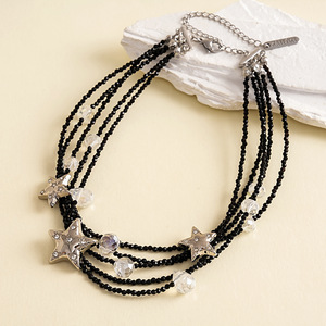 <span class=keywords><strong>Collana</strong></span> Choker Punk Y2K <span class=keywords><strong>con</strong></span> Ciondolo a Stella in Rame <span class=keywords><strong>e</strong></span> <span class=keywords><strong>Perline</strong></span> di Vetro, Stile Dolce <span class=keywords><strong>e</strong></span> Cool <span class=keywords><strong>con</strong></span> <span class=keywords><strong>Perline</strong></span> <span class=keywords><strong>Nere</strong></span> a Filo Multiplo - Product Image 2