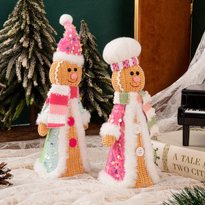 2025 New Christmas Decoration Gift 3D pink Gingerbread Man Plush Knitted Ornaments Cute <b>Doll</b> Christmas Decoration Gift - Product Image 4