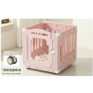 Corral para Mascotas de HDPE y Acrílico, Suave, Dulce, para Actividades, Interior, Duradero, Fácil de Limpiar, con Ruedas para Mascotas Domésticas - Product Image 1