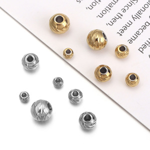 Perles facettées en acier inoxydable 4 mm, motif couteau, perles rondes dispersées pour la fabrication de bijoux DIY - Product Image 2