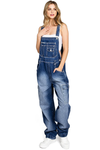 Tendance 2022 femmes Denim vêtements <span class=keywords><strong>de</strong></span> travail Cargo combinaison Baggy maternité <span class=keywords><strong>Jean</strong></span> barboteuse Vintage Denim salopette - Product Image 2
