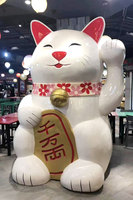 Patung Kucing Keberuntungan Ukuran Besar K416, Patung 3D Artistik untuk Pintu Masuk Dalam Ruangan, Ornamen Buatan Tangan untuk Etalase Toko, Patung Estetis