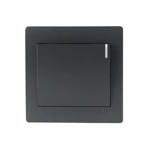 Interrupteur électrique noir à la mode, accessoires en cuivre, lumière carrée, interrupteur domestique 1 gang 1 way