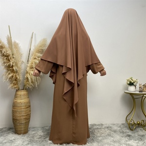 Eid Abaya <b>Set</b> 2 Pieces Khimar and Versatile Dress Women Abaya Suit 2231# +6673# Hot Sale Simplicity Solid Color 11 Colors Nida - Product Image 4