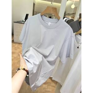 Camiseta de Algodón 100% Elegante y Básica para Parejas, de Manga Corta, Color Sólido, Transpirable, Corte Holgado - Product Image 1