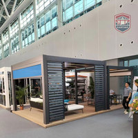 Pergola bioclimatique automatique à toit à lamelles imperméable 6m x 4m, gazebo électrique, pergola bioclimatique en aluminium à lamelles