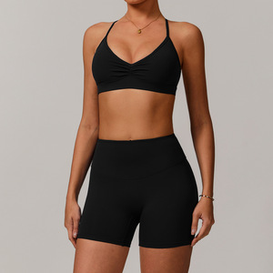 Set da <span class=keywords><strong>palestra</strong></span> a vita alta da donna a schiena aperta Set da <span class=keywords><strong>palestra</strong></span> 2 pezzi da donna Set da ginnastica per tuta sportiva in tinta unita - Product Image 4