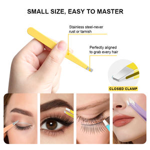 Juego de pinzas y tijeras para cejas de acero inoxidable de 4 piezas profesionales con logotipo personalizado, juego de pinzas para cejas en bolsa de cuero PU - Product Image 4