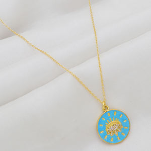 Proveedor indio 925 plata esterlina chapado en oro EvilEye collar Cubic Zirconia esmalte Collar para boda y regalo - Product Image 2