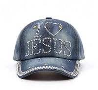 Topi Baseball Denim Berhias Rhinestone Populer, Tersedia Berbagai Warna & Pola Kustom