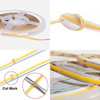 Bande lumineuse LED COB 384 puces de haute qualité, blanc chaud 6000K, DC24V, IP20, non étanche, avec télécommande et variateur d'intensité
