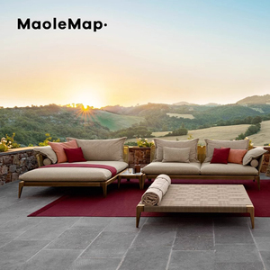 Salon jardin extérieur luxuriant rustique teck canapé piscine meubles balconi patio <span class=keywords><strong>osier</strong></span> chaises <span class=keywords><strong>terrasse</strong></span> <span class=keywords><strong>fauteuil</strong></span> en bois - Product Image 4