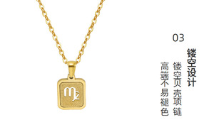 Collana pendente in oro placcato in oro 18k con ciondolo in acciaio inossidabile 12 have dodici <span class=keywords><strong>segno</strong></span> <span class=keywords><strong>zodiacale</strong></span> 18k - Product Image 3