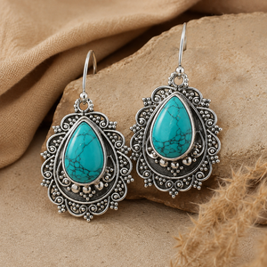 Orecchini Vintage a Goccia Blu-Verde, Eleganti Gioielli Pendenti per Donne - Product Image 3