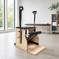 Chaise de Pilates en bois d'érable durable avec poignées réglables et ressorts à pédale pour l'entraînement à domicile et en studio
