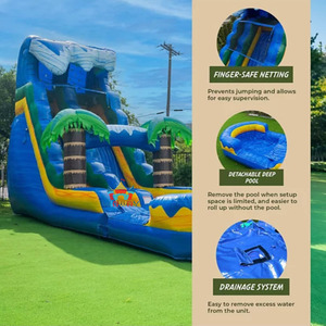 Glissière d'eau gonflable commerciale de piscine de toboggan pour l'enfant grand cavalier de maison de rebond bon marché - Product Image 6