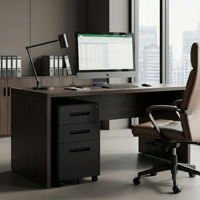 Armoire de classement mobile de luxe noire en acier moderne à 3 tiroirs, écologique et durable, avec glissières à billes pour un déplacement fluide, idéale pour la maison et le bureau