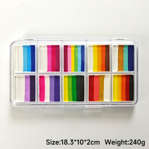 10 couleurs Set Box Bande arc-en-ciel à haute saturation <span class=keywords><strong>Peinture</strong></span> de surface à base d'eau Facile à nettoyer Art corporel facial pour enfants - Product Image 5