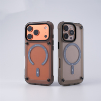 Casing Anti-Shock Magnetik Buram untuk iPhone 17 16 Pro 15 14 13 12 Pro Max, Transparan, Mendukung Pengisian Nirkabel, Anti-jatuh