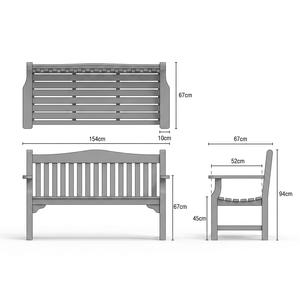 Banc d'extérieur rectangulaire moderne en bois massif pour mobilier de patio - Product Image 3