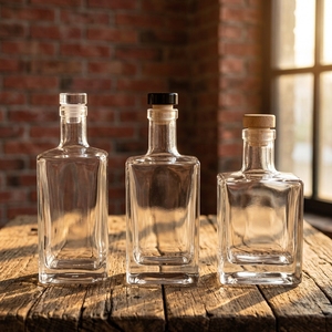 Botella <span class=keywords><strong>de</strong></span> Vidrio Cuadrada Personalizable <span class=keywords><strong>de</strong></span> 500ml 750ml para <span class=keywords><strong>Licor</strong></span>, Ron, Vodka, Ginebra, Tequila con Tapa <span class=keywords><strong>de</strong></span> Rosca, Muestra Gratis - Product Image 1
