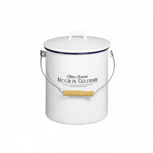 KARL KRGER 5L Enamelled White <b>Bin</b> With <b>Lid</b> Waste Storage Container - Product Image 2