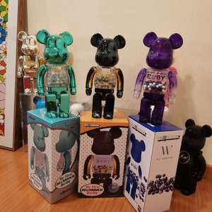 <span class=keywords><strong>Chiaki</strong></span> noir or ours Violent ours Transparent placage lac vert <span class=keywords><strong>Chiaki</strong></span> bricolage Bearbrick 400% résine ours jouets figurines - Product Image 3