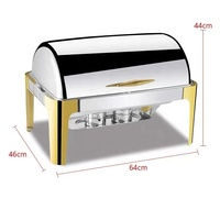 Réchaud de buffet rectangulaire en acier inoxydable 9L, couleur or, pour traiteur, chauffe-plats à gaz