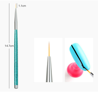 Vente directe usine – Lot de 3 pinceaux professionnels pour nail art à manche métallique à rayures françaises, outils écologiques pour peinture gel