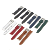 Bracelet de montre 20 mm en cuir de luxe à logo personnalisé, à extrémités courbées, à dégagement rapide, en cuir tanné végétal, avec bord plié et rembourré, prix d'usine