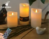 Newwish – bougie led 3D sans flamme à piles avec télécommande, pilier ondulé en cire pour la décoration de la maison