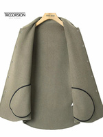 Automne nouveau manteau décontracté pour hommes Version coréenne lâche bouton court simple boutonnage pardessus imperméable laine Nylon tricoté coton