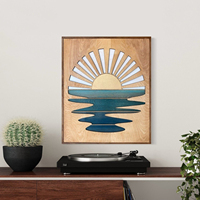 Forme d'art mural en bois découpé au laser coucher de soleil bohème décoration murale suspendue avec cadre cadeau de pendaison de crémaillère et décoration artistique pour la maison