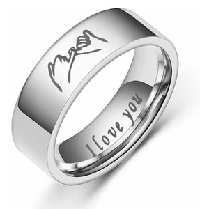 แหวนคู่รักทำจากสแตนเลสแฟชั่นฉันรักคุณทำด้วยมือแหวนไทเทเนียมสลักด้วยมือสำหรับแฟนสาว - Product Image 4