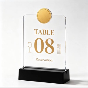 Transparenter Acryl-Tischnummernhalter mit Standfuß für Hochzeits-Tischkarten - Product Image 3