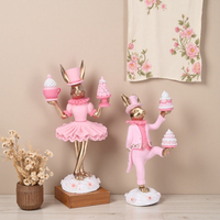 Redeco Promotion Figurine en résine Lapin rose doré mignon, design fête de desserts, lapin ballerine pour décoration de table à la maison