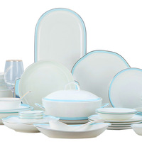 Ensemble de bols, soucoupes et assiettes en porcelaine fine, style minimaliste moderne, résistant au micro-ondes, pièces personnalisables pour cadeaux de mariage et d'anniversaire